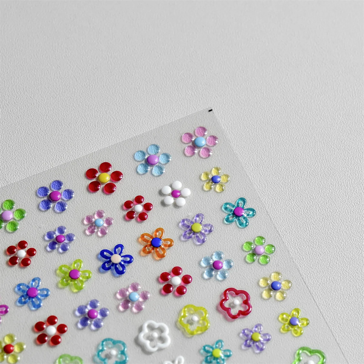 Pegatinas de Arte de uñas de flores coloridas de gelatina 5D, diseño de flores Kawaii japonés, decoraciones de uñas, calcomanías deslizantes, autoadhesivas, salones de bricolaje