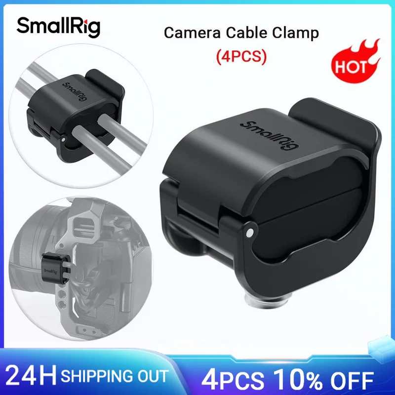 SmallRig Camera Cable Clamp (4 pcs) for HDMI / SDI / Microphone Cable DSLR Camera Cable Lock Mount Support 2-7mm Cable - 3685