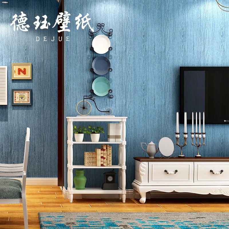 Retro Green Wood Grain Wallpaper Non Adhesive Living Room Bedroom Room Restaurant Clothing Store Wood Look Non Woven Wallpaper