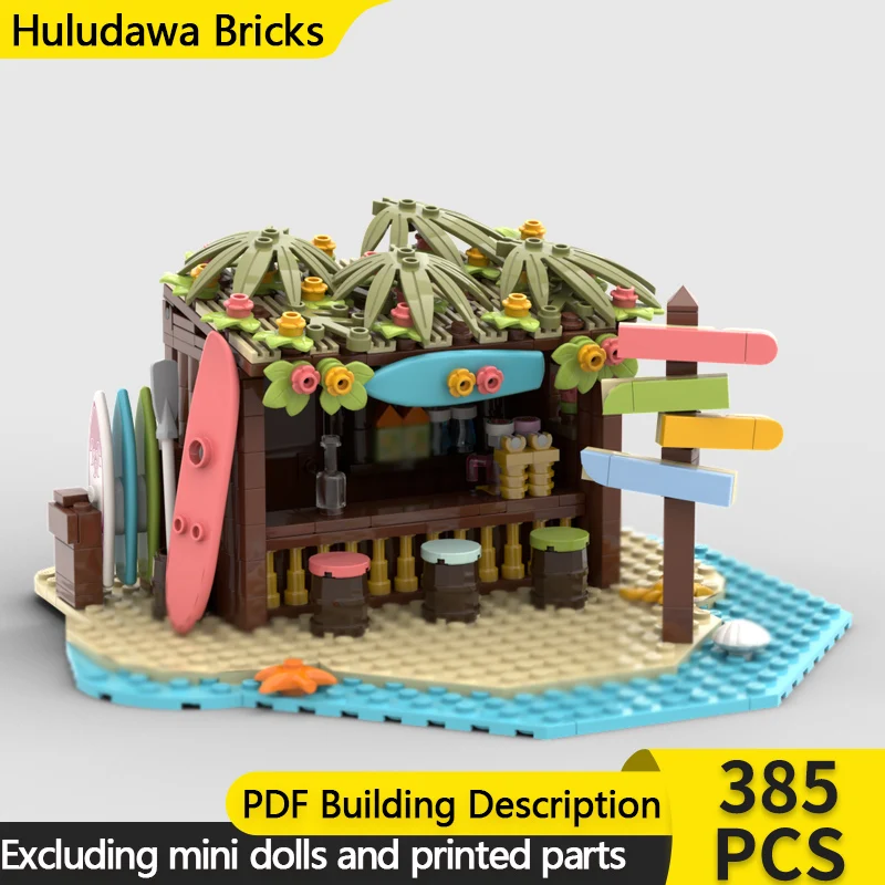 

Модель City Street View MOC, строительные кирпичи, пляжный серфинг, шок, модульная технология, детские праздничные подарки, сборные игрушки, костюм