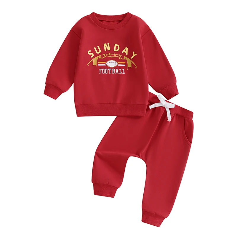 Toddler Football Fans Clothes Long Sleeve Football Eagles Print Sweatshirt and Pants Set Baby Football Team Clothes