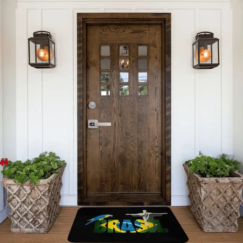 Custom Flag Of Brazil Doormat Non-Slip Entrance Kitchen Bath Floor Door Mats Garage Rug Carpet Footpad