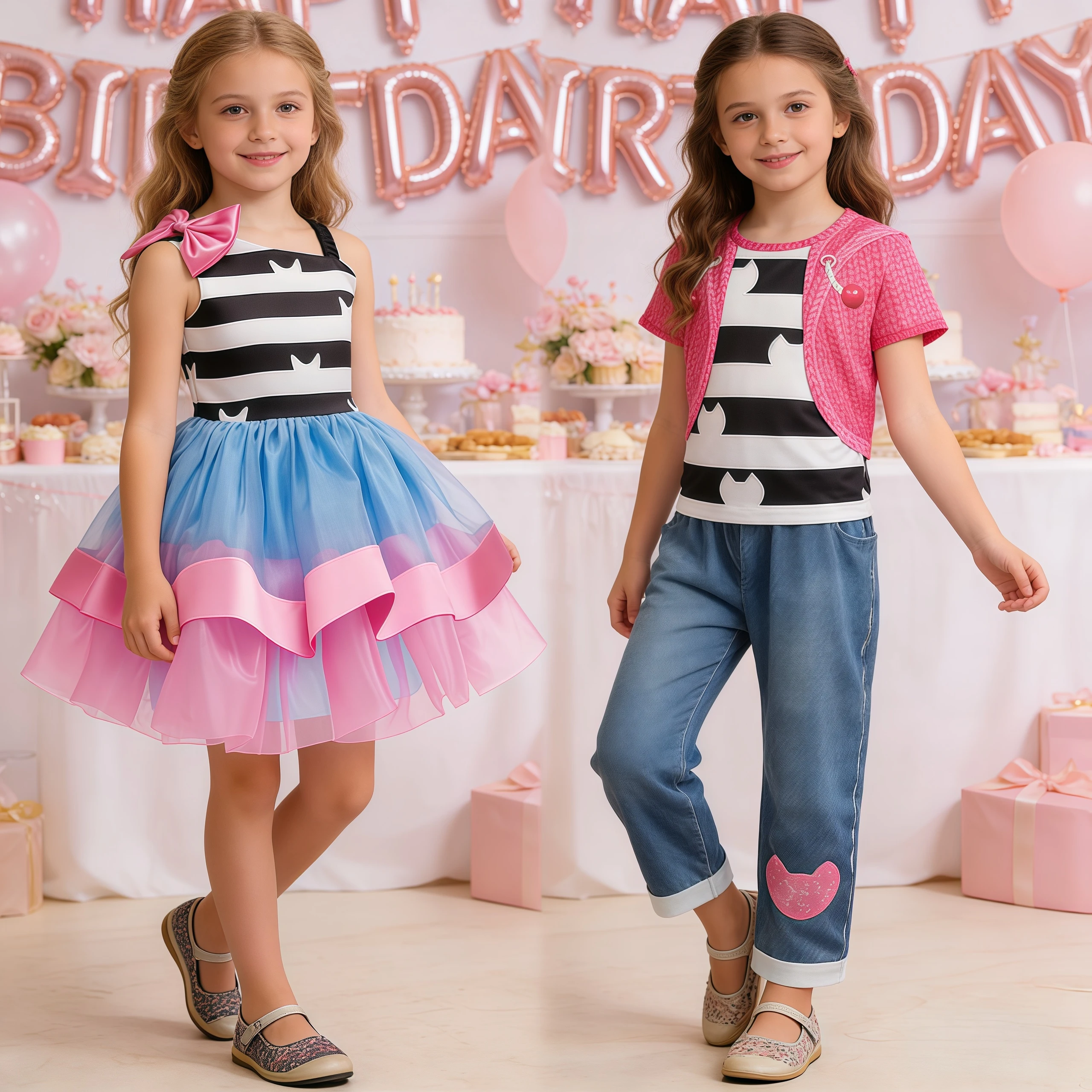 Summer Girls Cartoon Cosplay Costume Gabby Dollhouse Cats Print Tops Pants For Kids Halloween Birthday Party Carnival Dress Up
