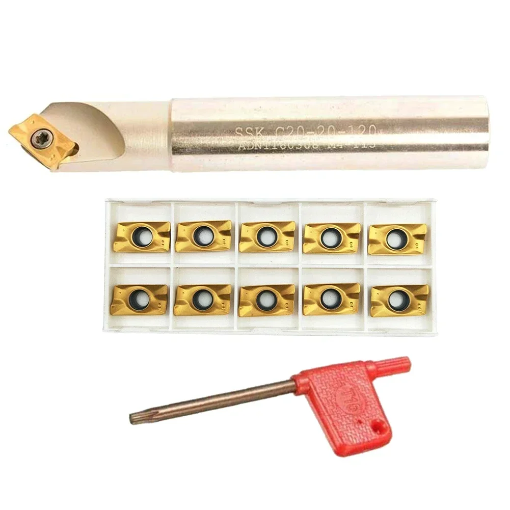 

C20-20-120L 20mm Indexable Chamfer End Mill Cutter Tool Holder With 10pc APKT1604 Carbide Insert CNC Inserts Wrench Turning Tool