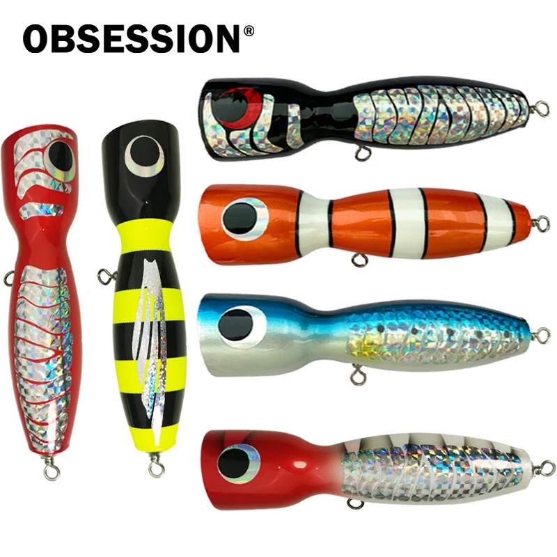 OBSESSION WD105 120g 19cm 1Pcs Wooden Popper Wobblers Topwater FIshing Lures Blowups Pike Popping Baits Hard Wood Fishing Baits