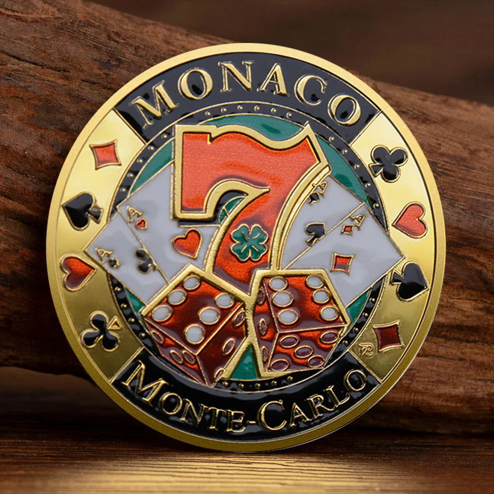 Moeda colecionável de chip da sorte banhada a ouro, moeda comemorativa da sorte de Las Vegas, presente colecionável
