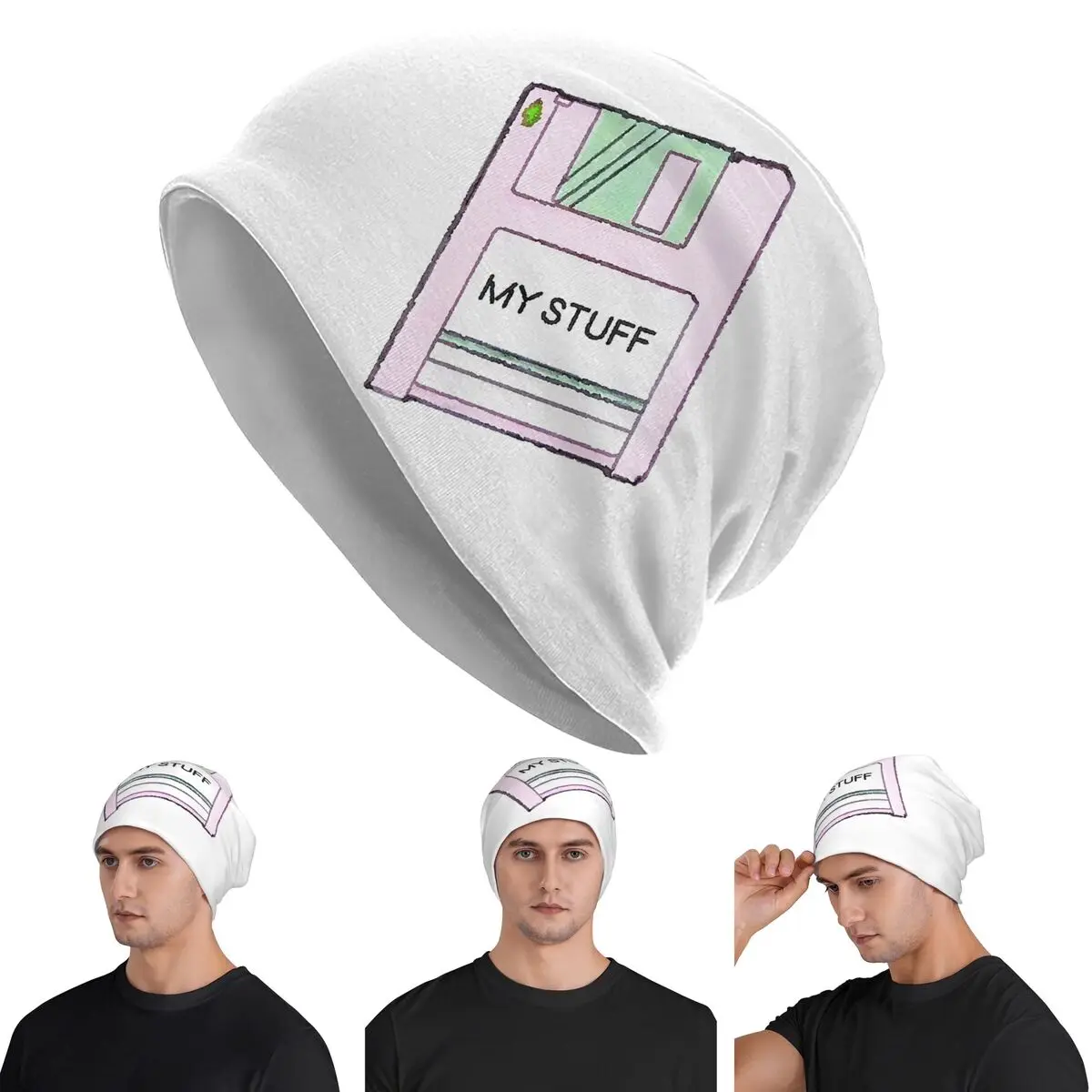 My Stuff - Floppy Disk Skullies Beanies Hats Warm Autumn Winter Outdoor Cap Knitted Bonnet Caps for Unisex Adult