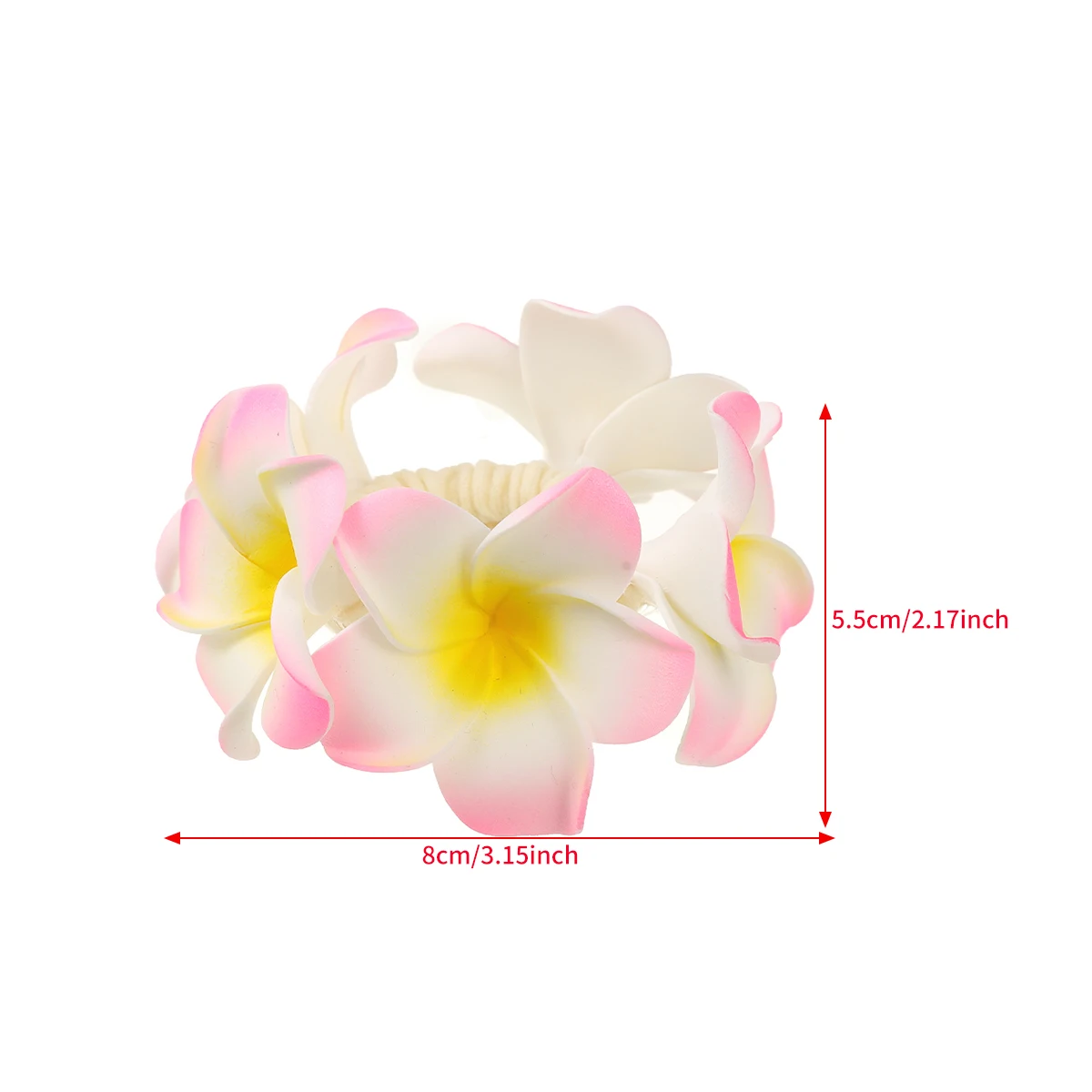 AWAYTR Artificial Plumeria Headbands High Elastic Cotton Rope Ponytail For Women Hair Ties Holders Rubber Band Korean Headdress