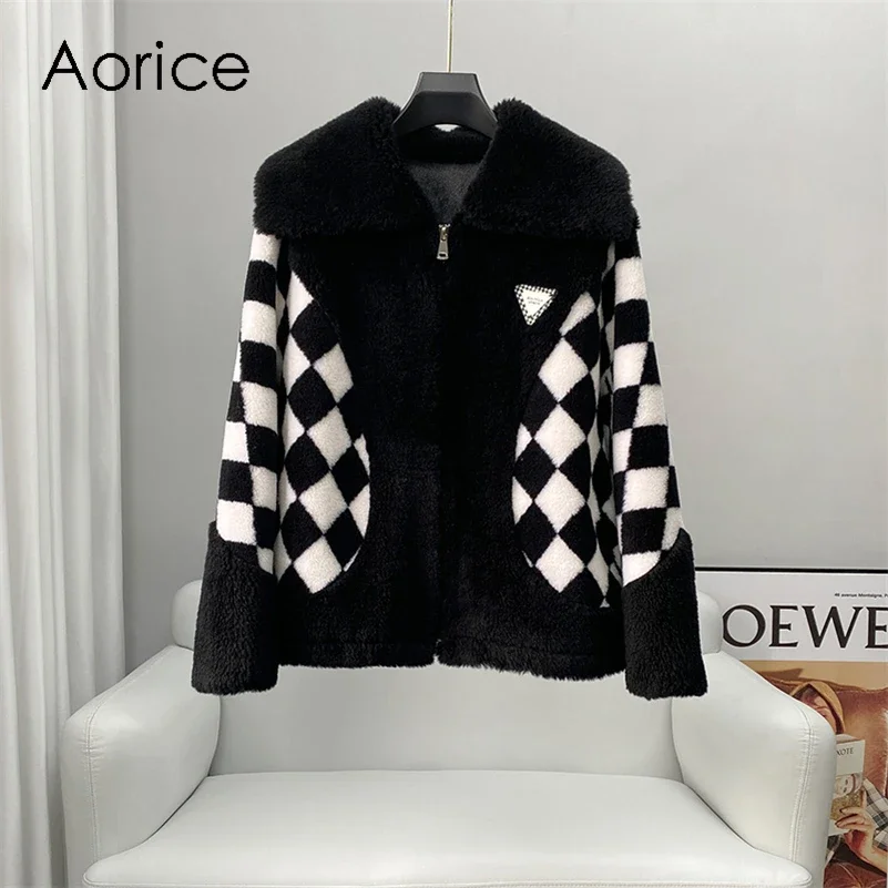 Women Real Wool Fur Coat Parka New Winter Warm Female Sheep Shearing Jackets Over Size Overcoats CT212