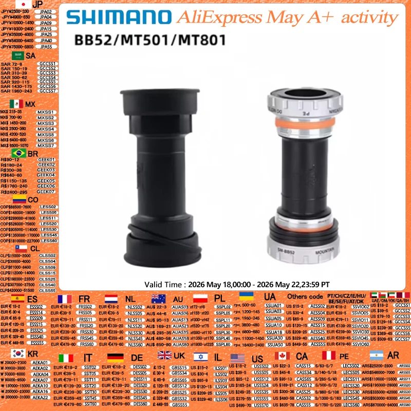 Shimano DEORE XT SLX MT800 MT801 BB52 MT501 BB93 BB80 68mm/73mm 89.5/92mm Press BB MTB Bottom Bracket For M5100 M6100 M7100
