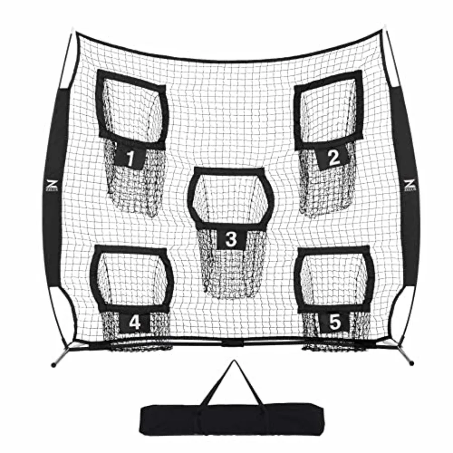 

7 x 7Feet Football Trainer Throwing Net Training Target Practice with 5 Targets Great for Quarterback Includes Carry Bag