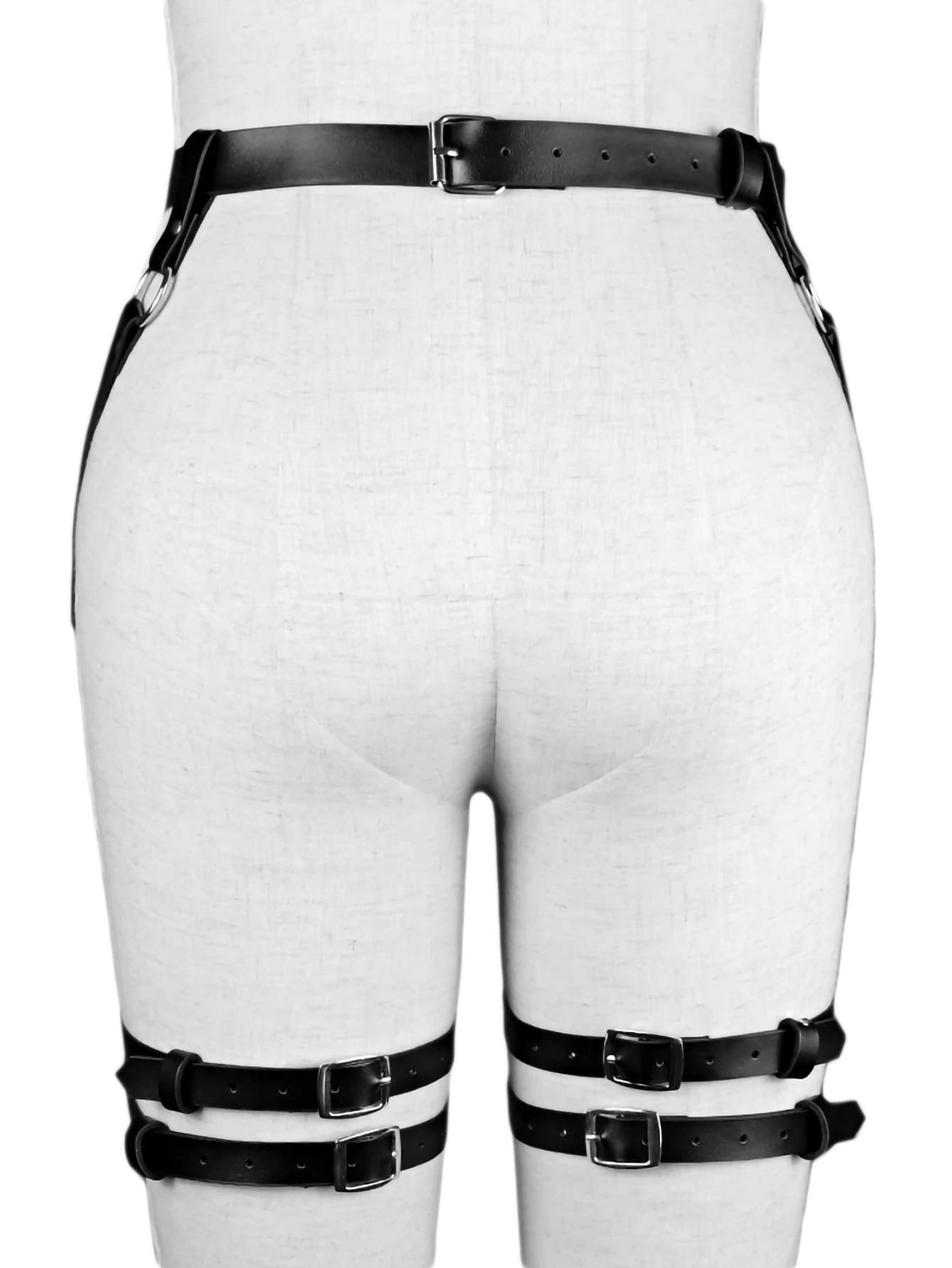 Punkowa skórzana seksowny pas uprzęży uprzęży damskiej Body do Bondage bielizna moda podwiązka na nogę pasek pończochy odzież damska szelki