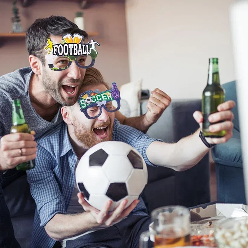 

Мультяшные футбольные тематические вечерние нетканые пластиковые очки, детские украшения для дня рождения, реквизит для фотосессии с футбольным болельщиком