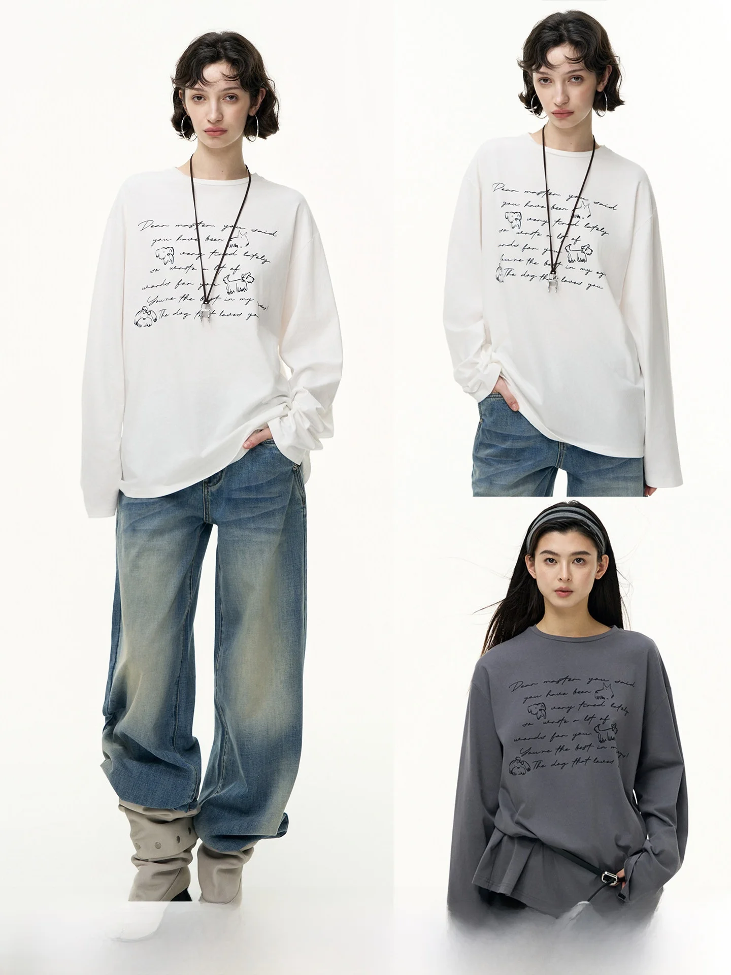 

Pure Cotton Long Sve T-irt Women's Slim Fit Waist Cinched Print Casual Sle Autumn New Arrival Ci Walk Daily Wear