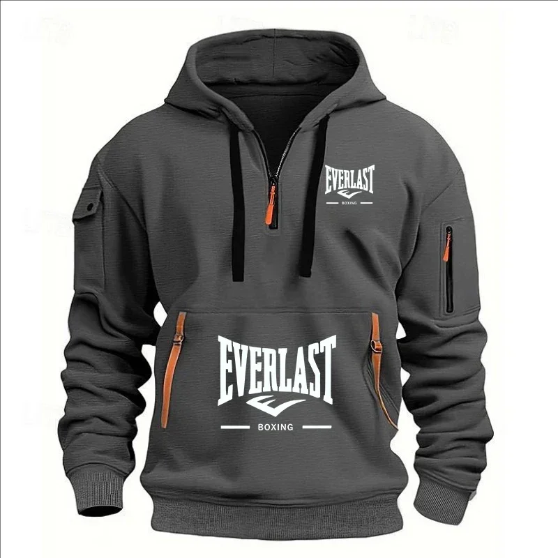 Autumn and Winter 2026new men's hoodie, fashionable outdoor jogging men's long-sleeved pullover, windproof and warm sportswear