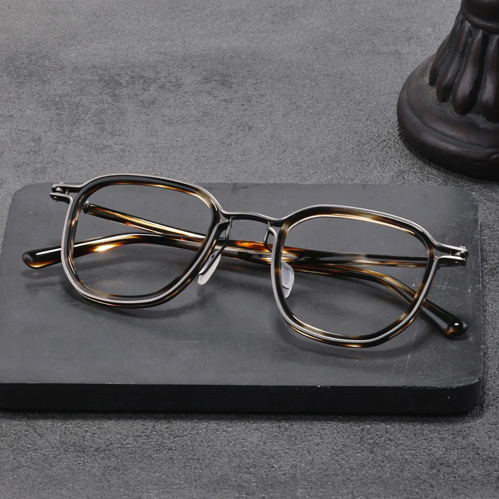 

Vintage Titanium Acetate Square Glasses Frame Men Handmade Trendy Eyeglasses Women Brand Design Full Rim Oversized Eyewear