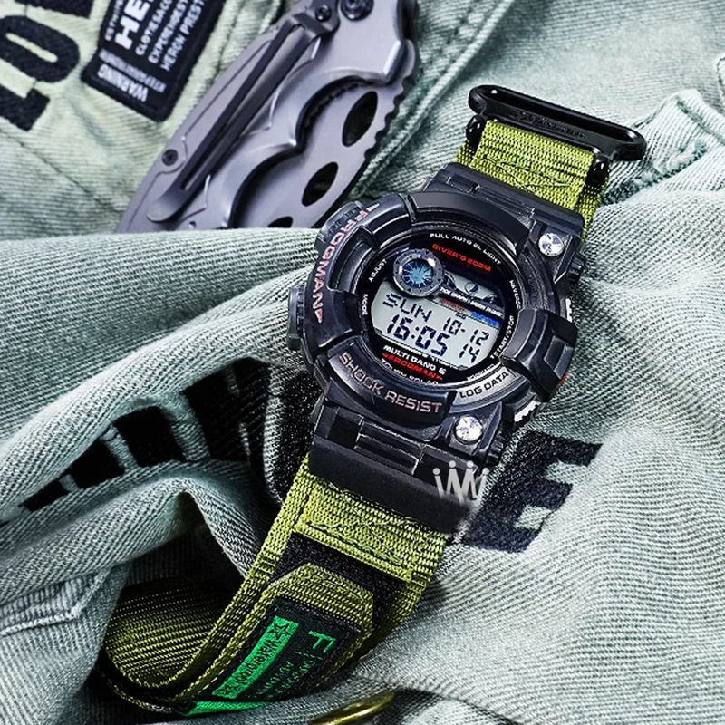 

For Casio G-SHOCK Series 5th Generation Frogman GWF-1000 Modified Mountaineering Nylon Canvas Waterproof Watch Strap