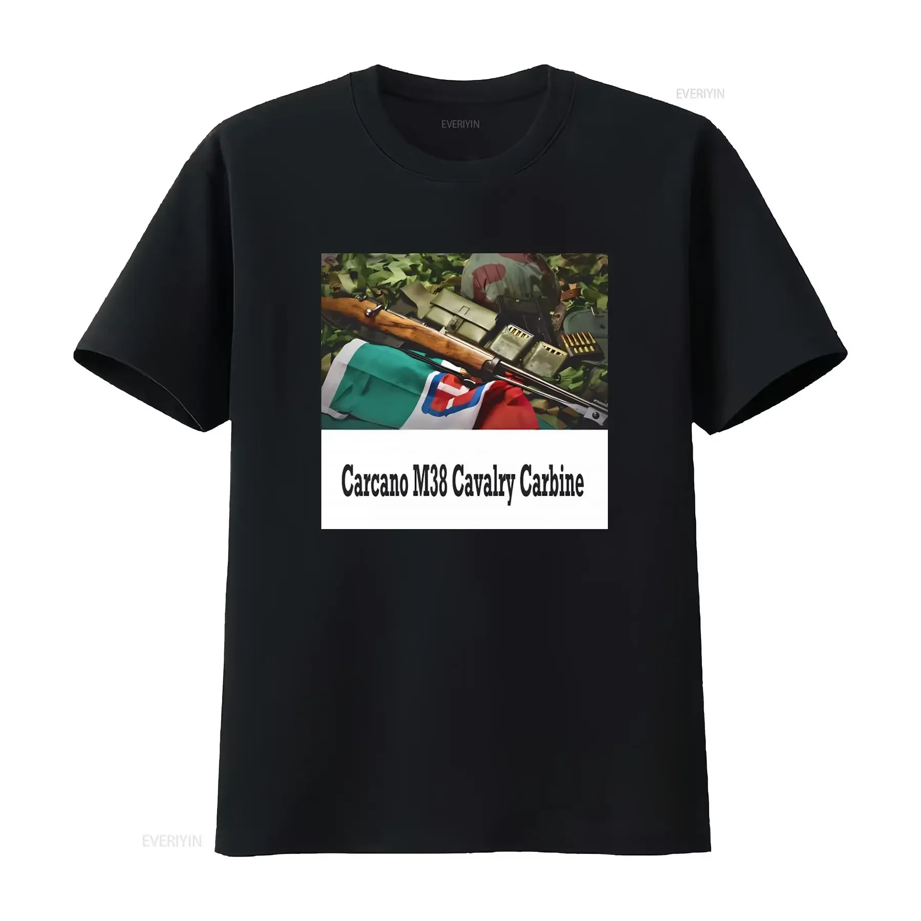 Carcano M38 Cavalry Carbine Military Style T Shirt for Men Unique Print Design vintage Washed designer clothes Soft Stretched