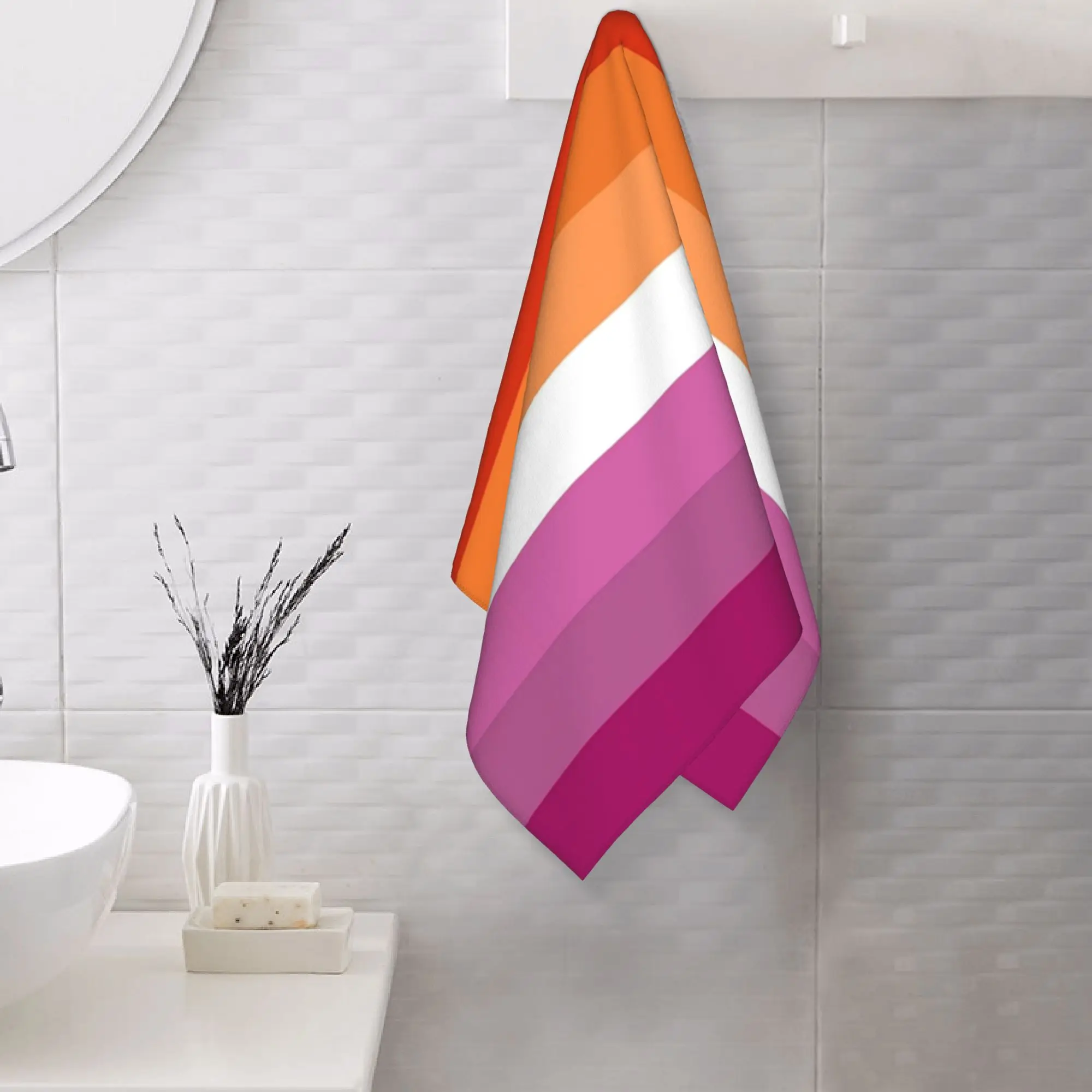 Custom New Lesbian Flag Expanded Soft Face Towel Quick Dry Pool Bath Cotton Towels Breathable