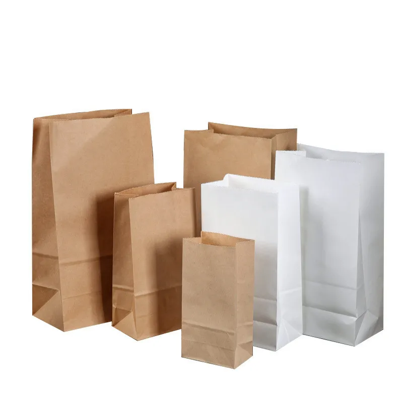 

50Pcs Kraft Paper Bags Food Holiday Gift For Sandwich Bread Candy Recyclable Party Dry Packaging