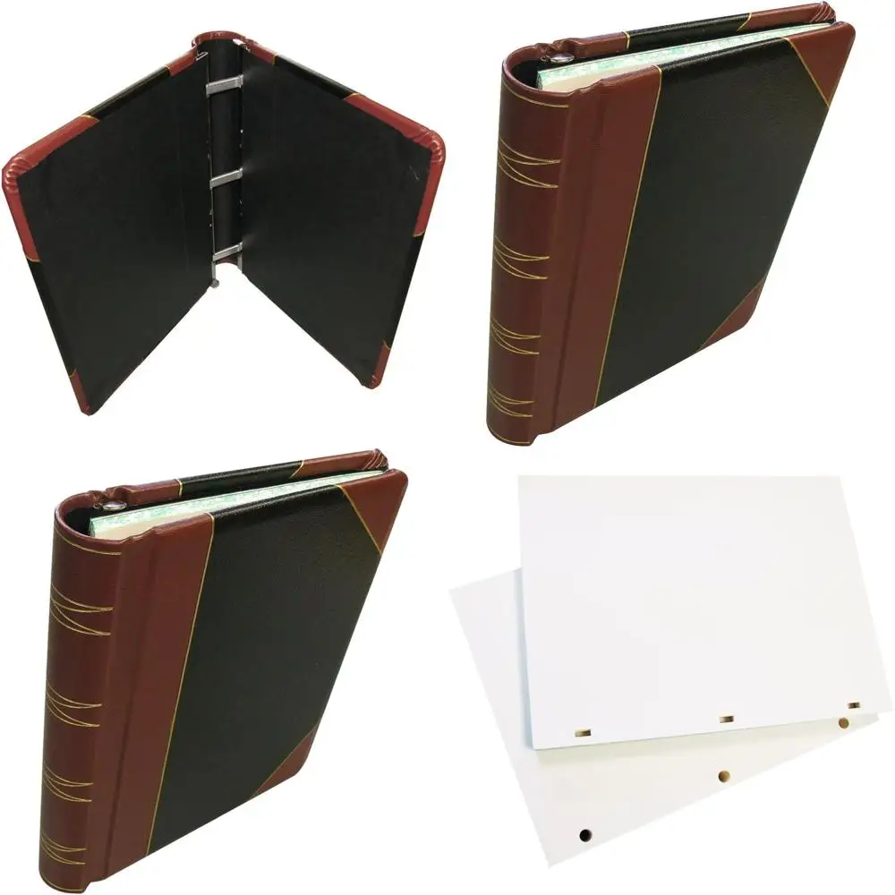 

Leather-bound 8.5x11 Minute Book with Regular Punched Paper for Corporate Records