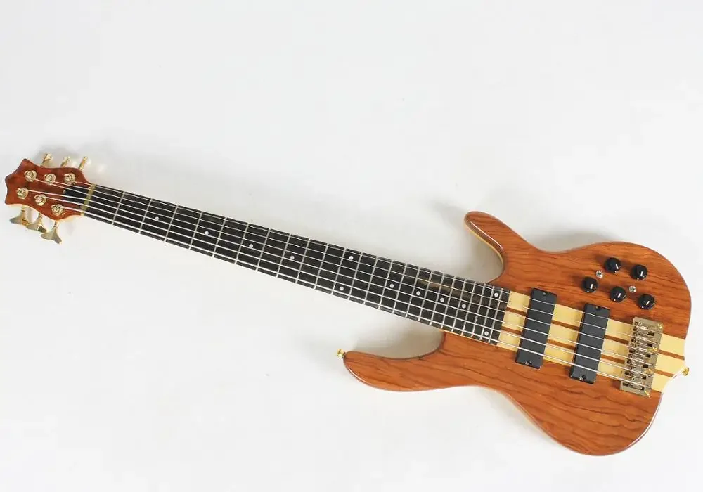 high quality custom OEM made in china neck thru through body 6 six string ebana electric bass guitar