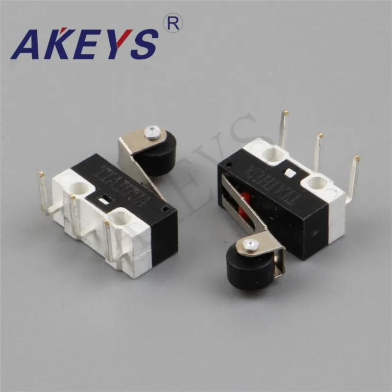 10PCS MS-011 Tripod bent foot micro switch Rectangular pressure handle opposite direction belt pulley