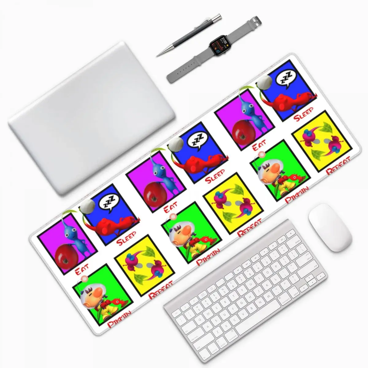 Eat Sleep Pikmin Repeat Large Mouse Pad Computer Keyboard Mouse Mat Gaming PC Laptop Desk Mat Office Accessories Table Mats