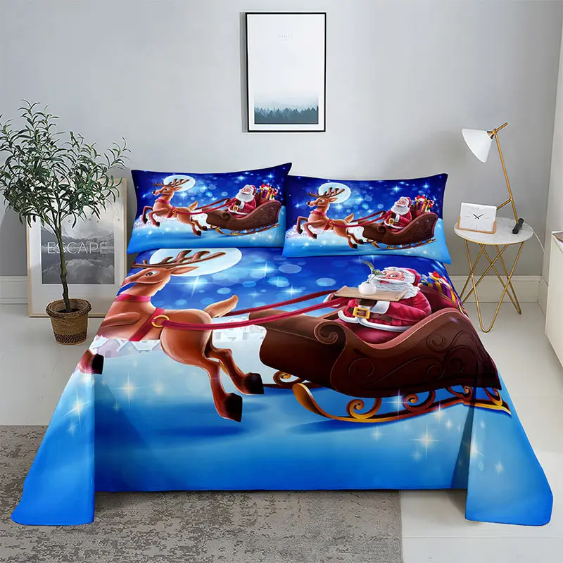 3D Christmas Decor Santa Claus Pattern Print Duvet Cover Full Queen King Size Quilt Cover Pillowcase for Kid Adult Bedroom Decor