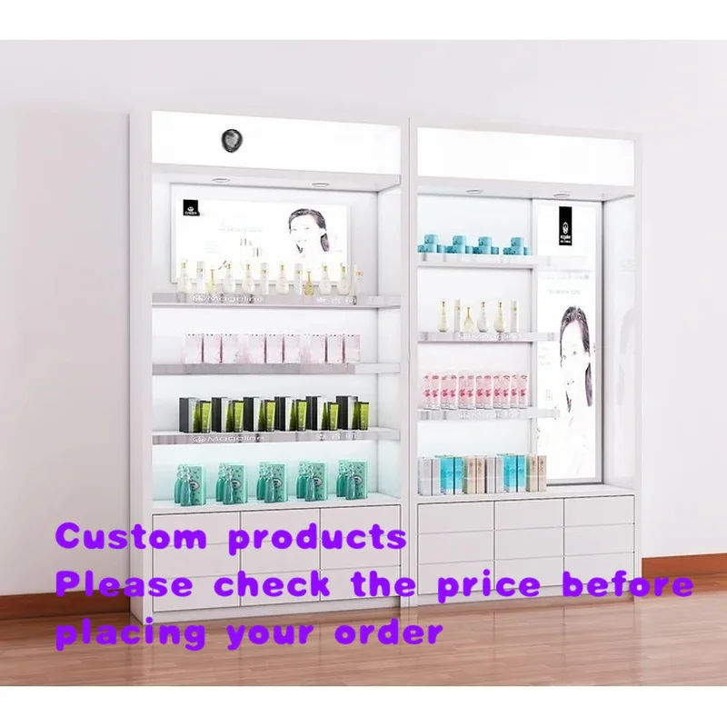 custom.Cosmetic Decoration Design Simple Modern Style Skin Care Display Cabinet Perfume Cosmetic Shop Showcase