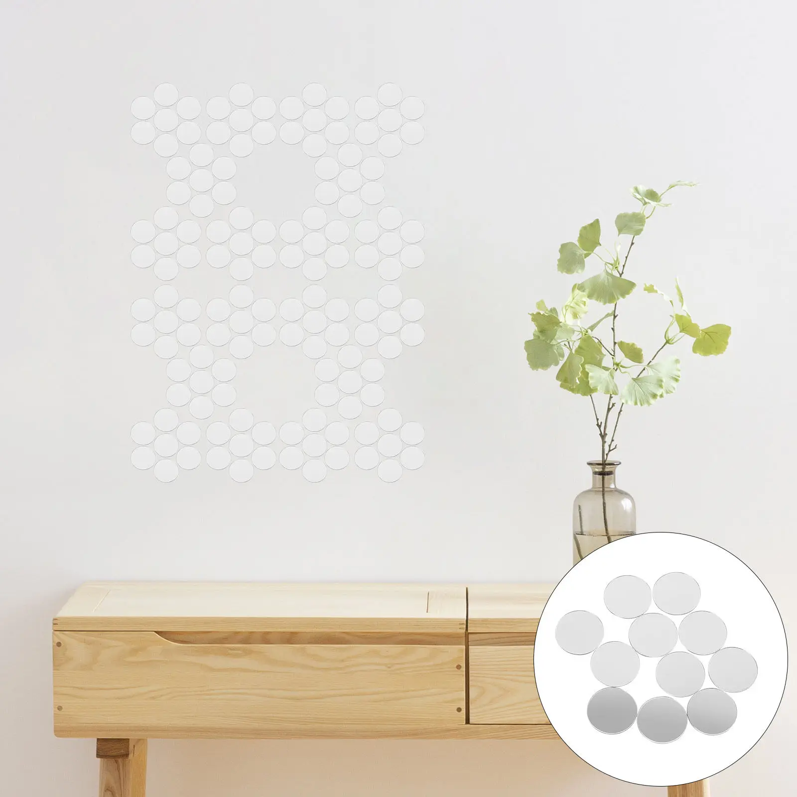 200Pcs Mirror Wall Sticker Round Acrylic Removable Wall Art Bedroom Living Room Decor Creative Self Adhesive Decoration