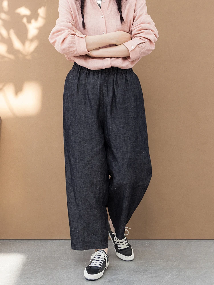 

Новые летние повседневные прямые брюки из хлопка и льна с эффектом похудения, свободного кроя, для женщин, цвет темно-розовый