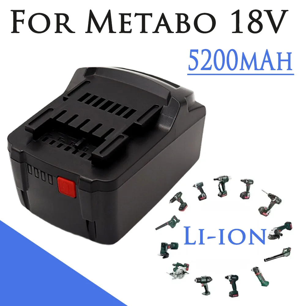 

18V 5200mAh For Metabo Battery Power Tools Drill Driver Wrench Hammer Grinder Battery Replace