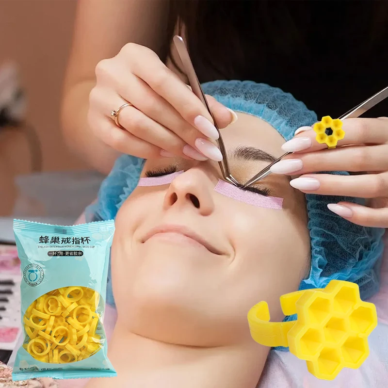 50 Stück Wimpernverlängerungskleberbecher All-in-One-Kleber Tropfbecher Wimpernverlängerungsringbecher Wimpernlifting-Zubehör Make-up-Tool – Detail 6