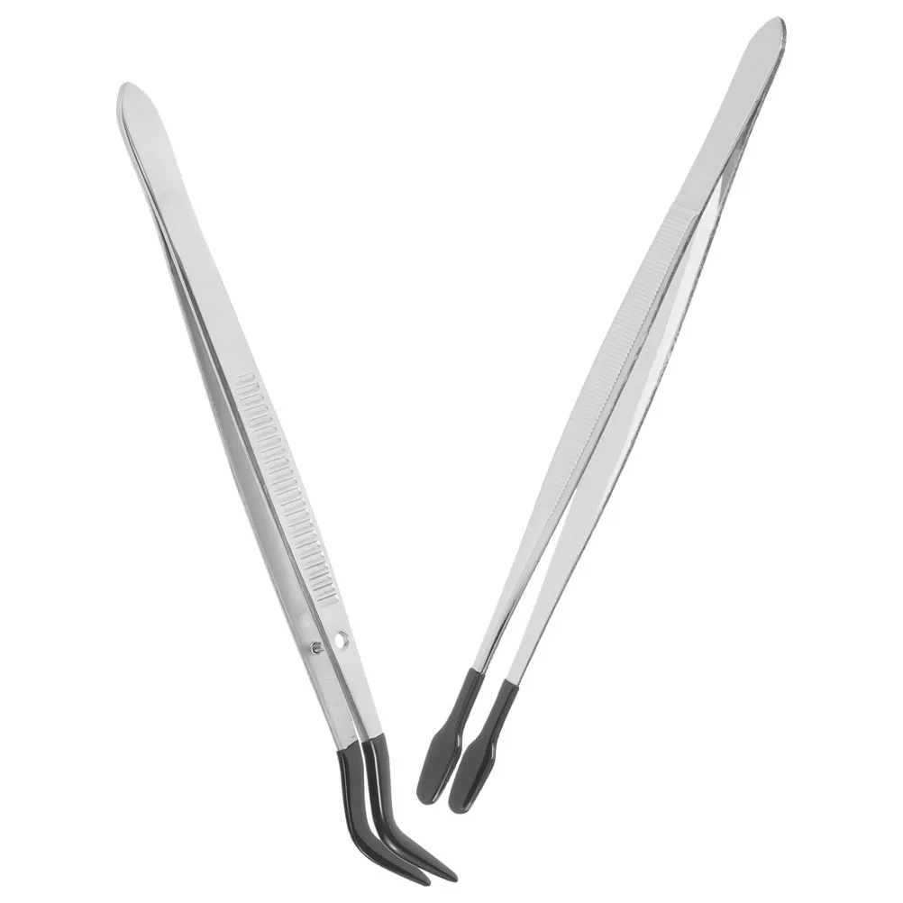2Pcs Stamp Tweezers Stainless Steel Ergonomic Lightweight Craft Tweezers for Hobby Stamp Collecting Eyebrow Eyelash False Lash