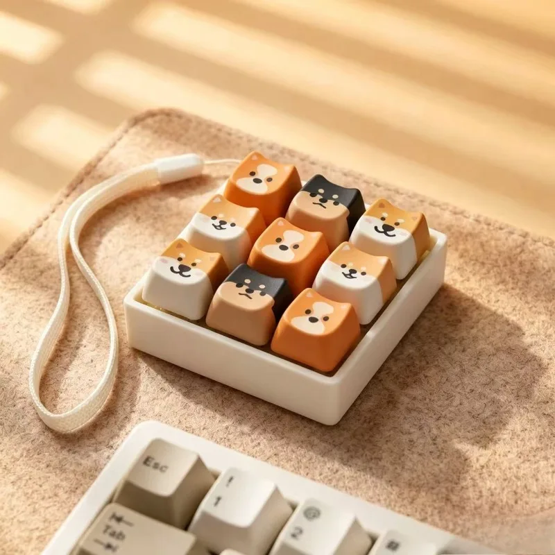 In stock Cute Shiba Inu Dog Keycap Keychain 3D Printed Base Detachable Button Keycap Bag Key Pendant Stress Reliever for Work