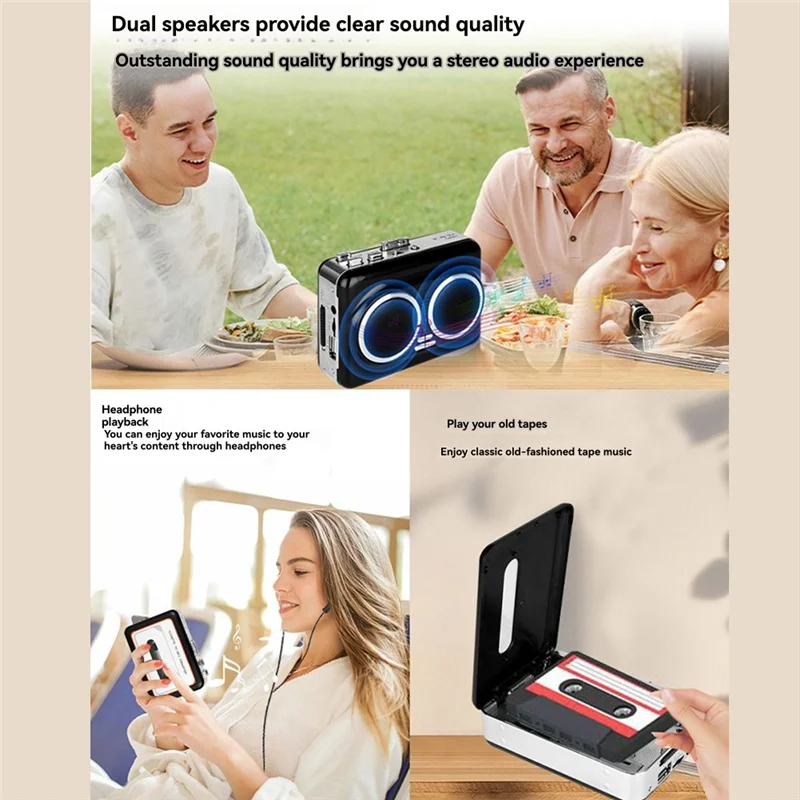 ABSQ-double haut-parleur USB lecteur de Cassette convertisseur de bande vers MP3 Plug And Play lecteur de bande de musique dispositif de Conversion