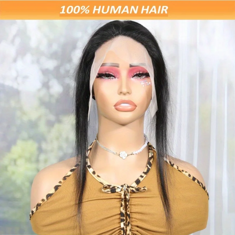 Straight Virgin Hair T13x6 Lace Front Wig Cap with Adjustable Straps,  Natural Hairline Transparent Lace Frontal Only Wig Cap