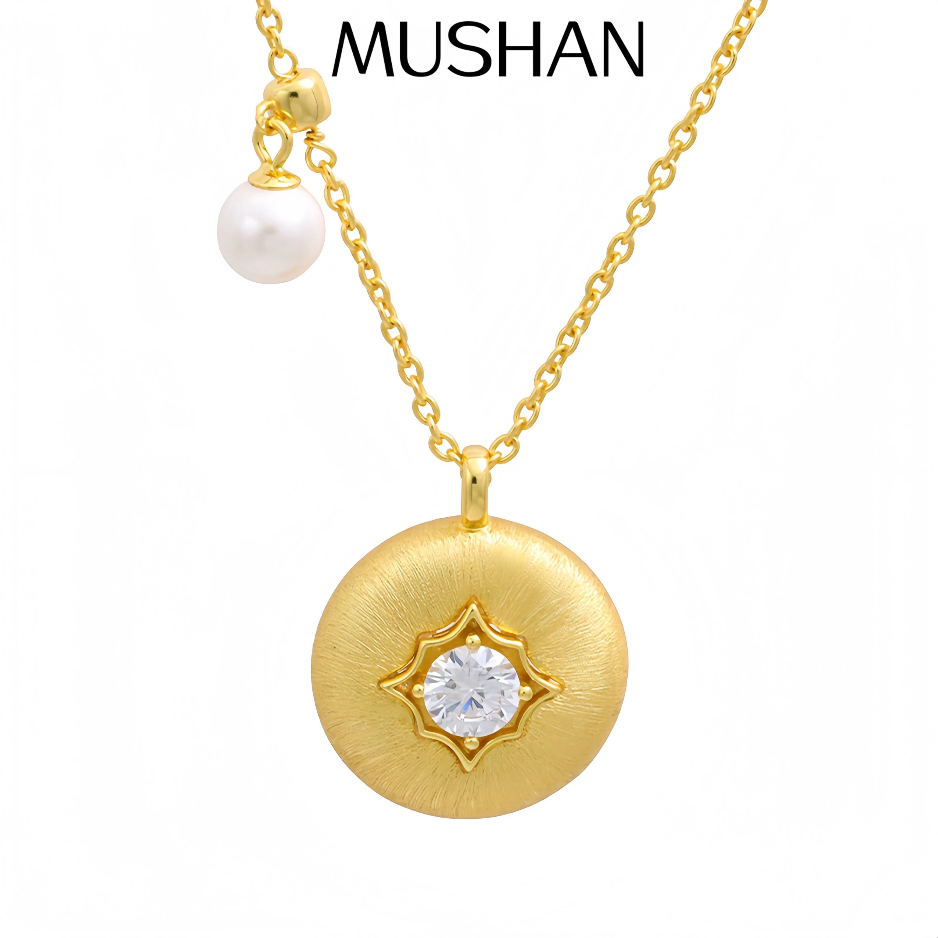 

Роскошное брендовое ожерелье Mushan высокого качества в среднем стиле из матовой маленькой золотой монеты с круглыми бусинами и бриллиантовыми подвесками, ювелирные изделия