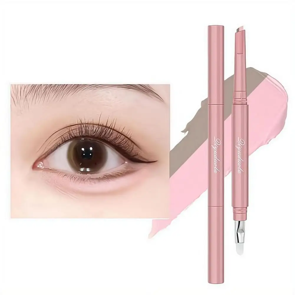 Two Tone Aegyo Sal Stick 1PC Portable Dual Ended Contour Highlighter Pencil Micro Fiber Brush For Eye Makeup view 6