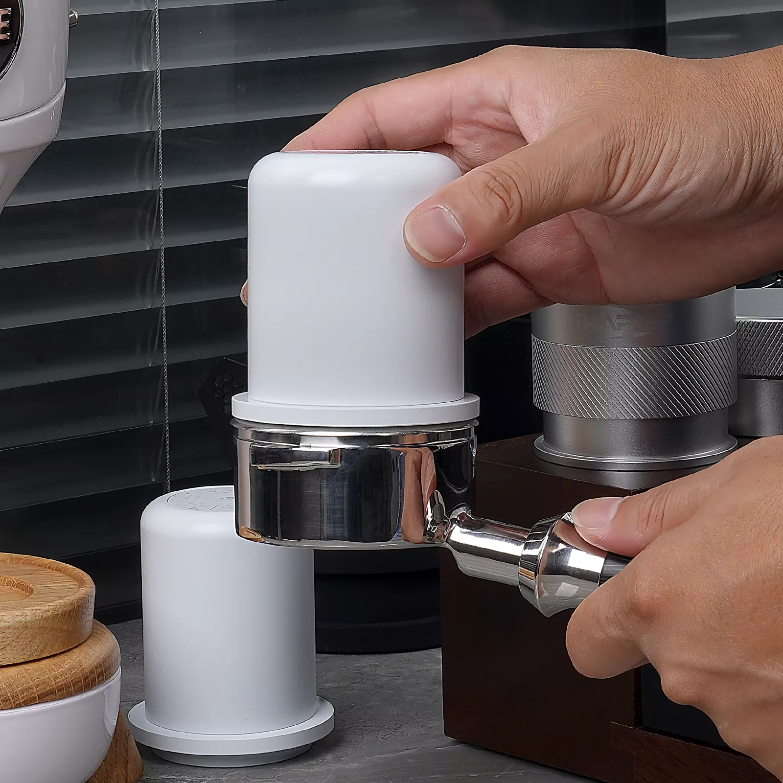 IKAPE Espresso Dosing Cup, Coffee Dosage Utensils, Compatible with All 51-58MM Portafilters, Barista Accessories