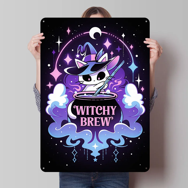 ساحرة القط جرعة معدنية ملصق تين علامات جدار الفن علامة معدنية مخصصة للمنزل الديكور عناصر ديكور المنزل الفاخرة اكسسوارات البار #1