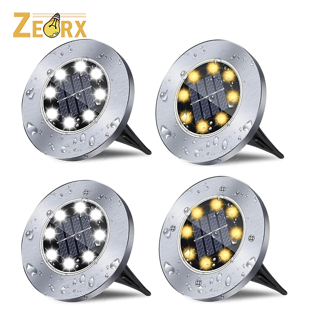 

Solar Ground Lights, 1/2/4pcs 8 LED Soalr Pathway Landscape Light with IP65 Waterproof for Pathway, Yard, Deck, Lawn, Patio