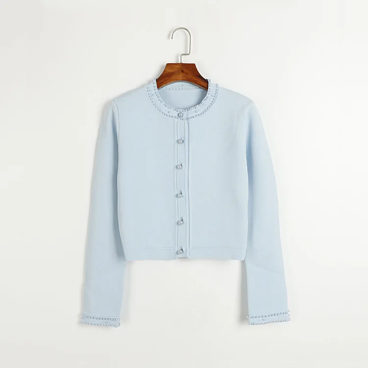 ラウンドネックノースリーブニットプリーツドレスセット、ビーズディテール付き、無地ロングドレス