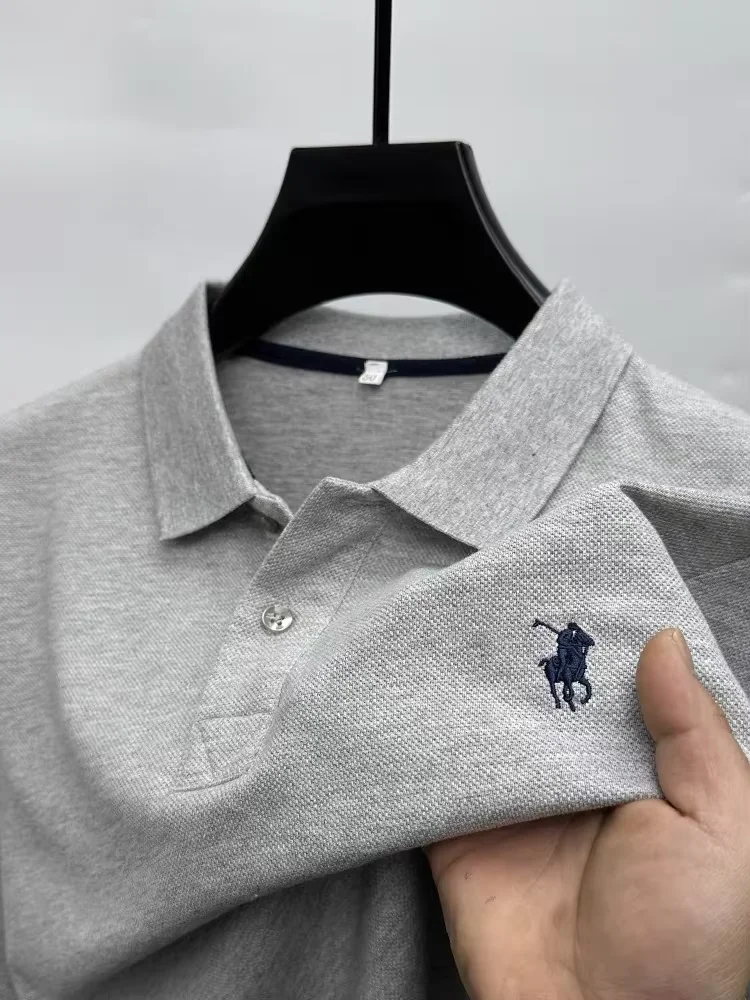 

2025 High end brand 100% pure cotton short sleeve POLO shirt men summer new fashion exquisite pony embroidery casual T-shirt