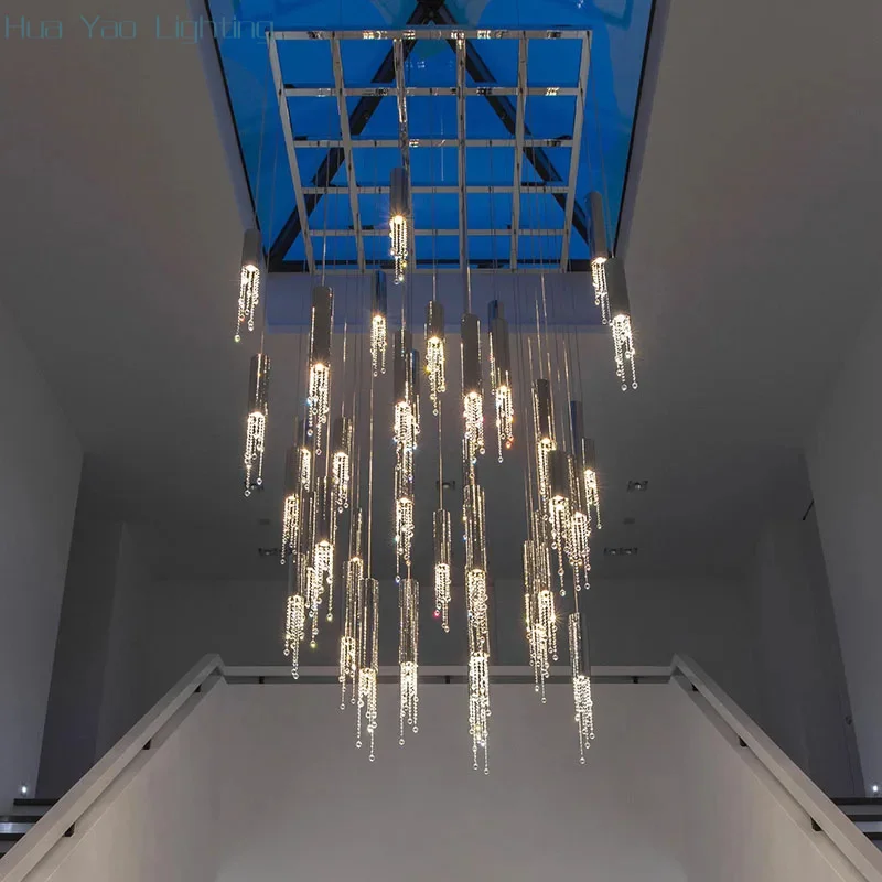 Duplex Grand Chandelier Villa Hollow Jump Floor High Design Sense Dining Room Living Room Lighting Apartment Stair Hanging Light