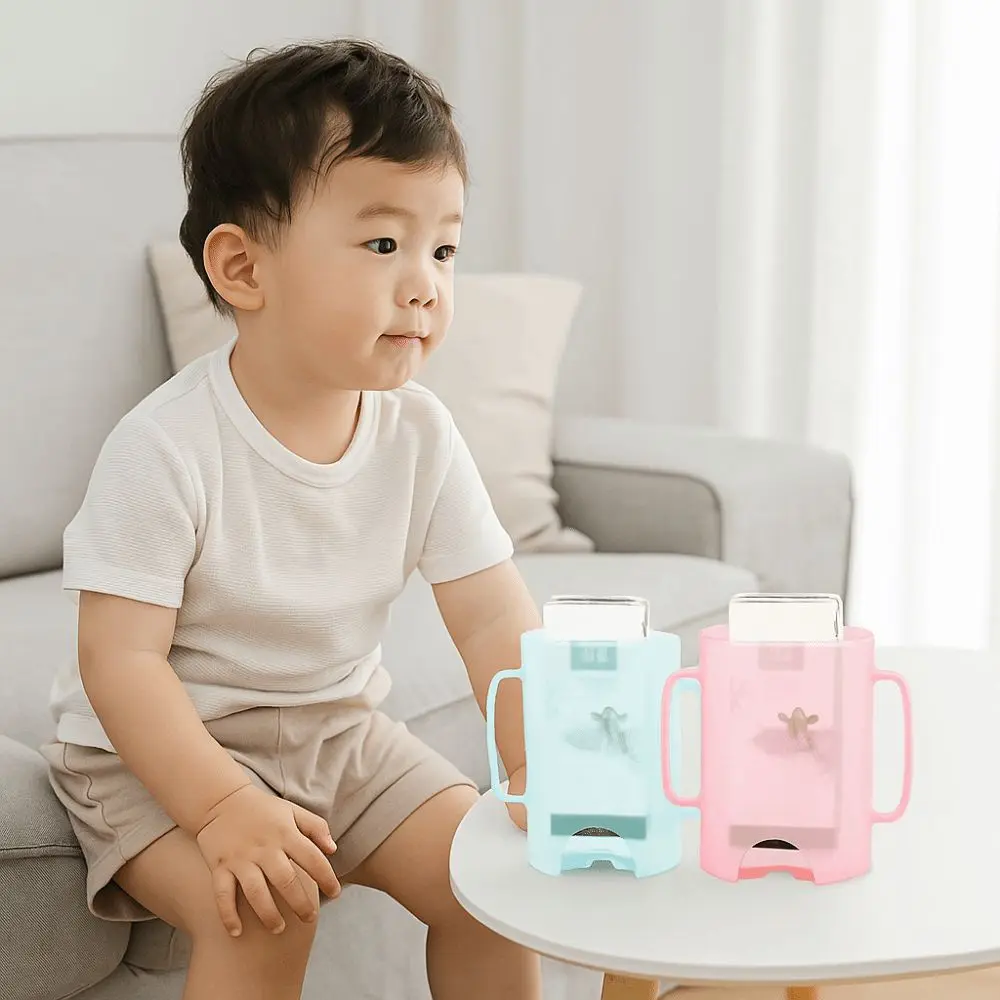 

Plastic Squeeze Pouch Holder Squeeze Proof Comfortable Food Pouch Holder with Handle Reusable Drink Box Holder Food Pouches