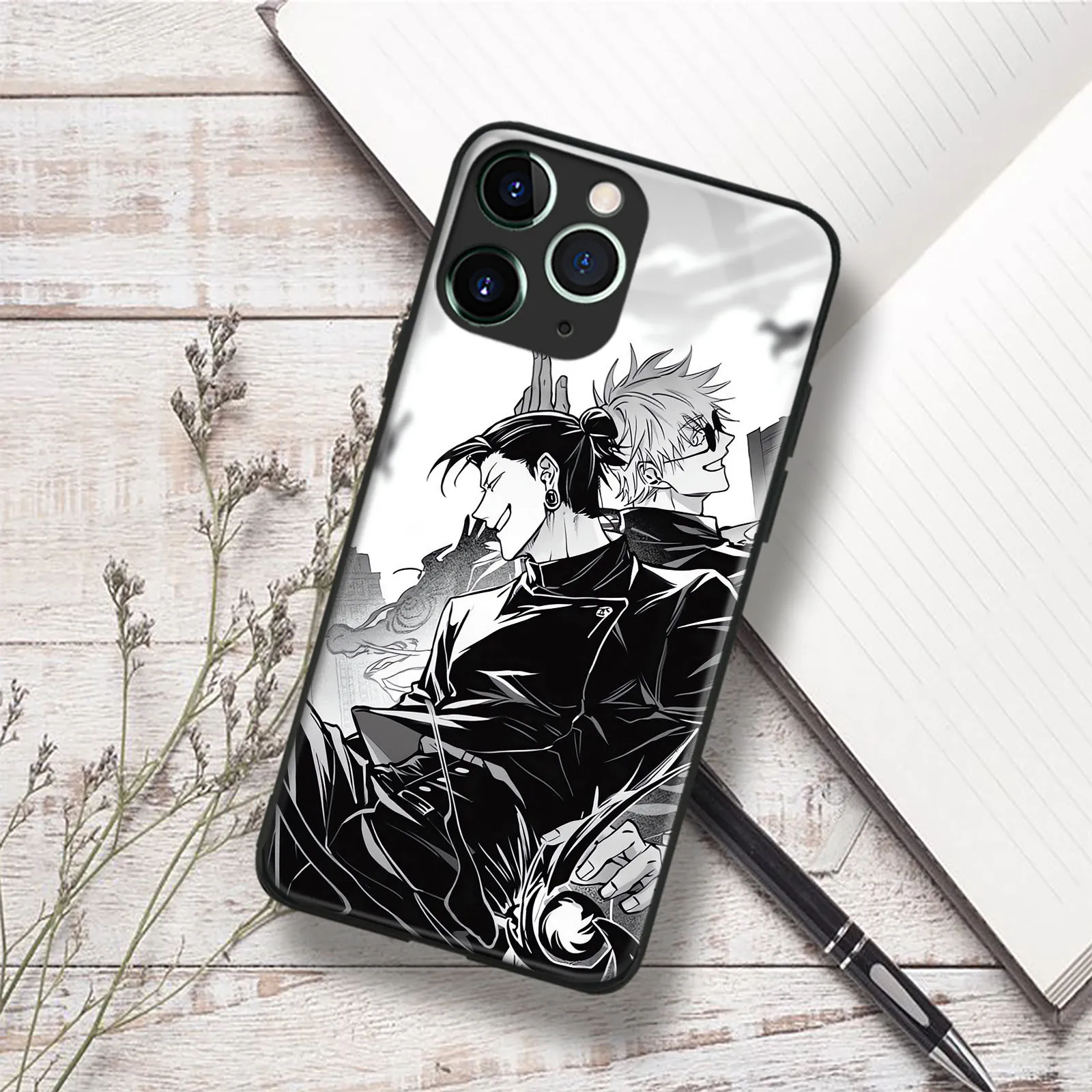 Geto and Gojo Manga Phone Case Shockproof Glass Protective Shell for iPhone 15 14 11 Pro Max 7 8 15 Plus 12 13 Mini Xr Xs