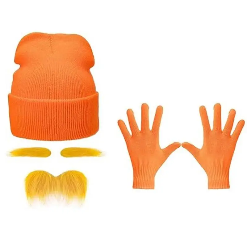 652F Role Playing Chapéu Gengibre Barba e Luvas Definidas para Celebrações Feriados