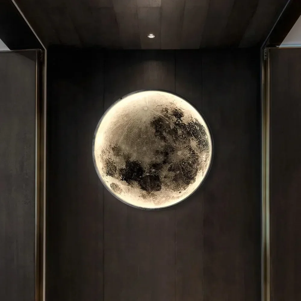 Lámpara de pared de Luna Led redonda para decoración del hogar, diseño de iluminación interior, arte moderno, dormitorio